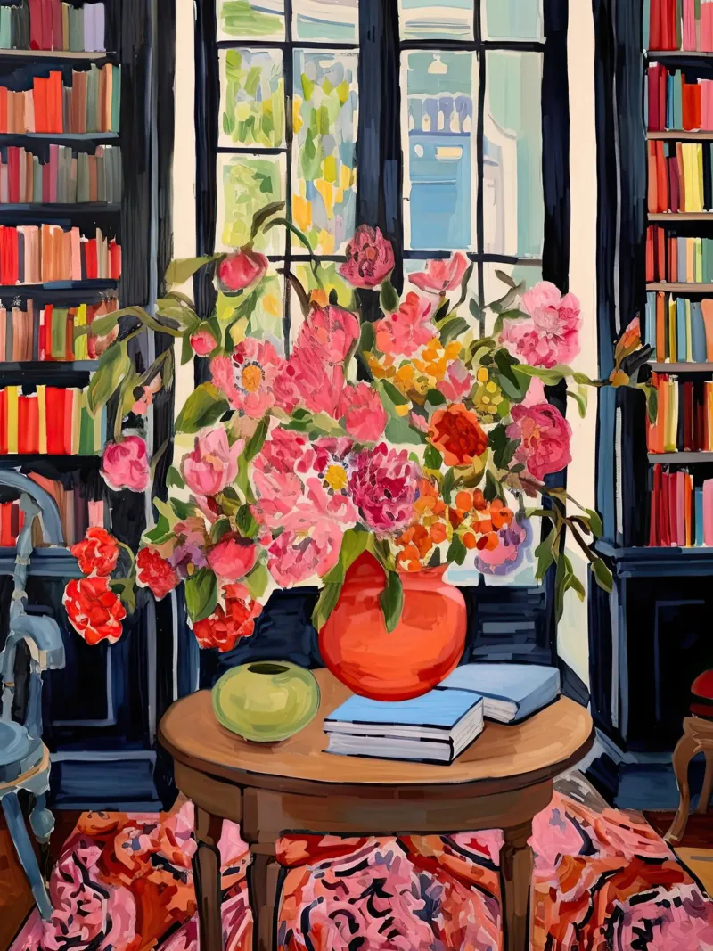 Biblioteca in piena fioritura poster con telaio in alluminio da DaarbyN