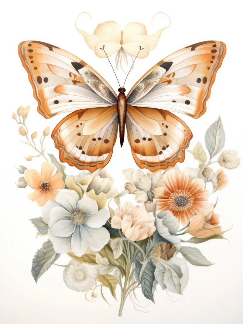 Butterfly with flowers plexiglass da IamHomeStudio