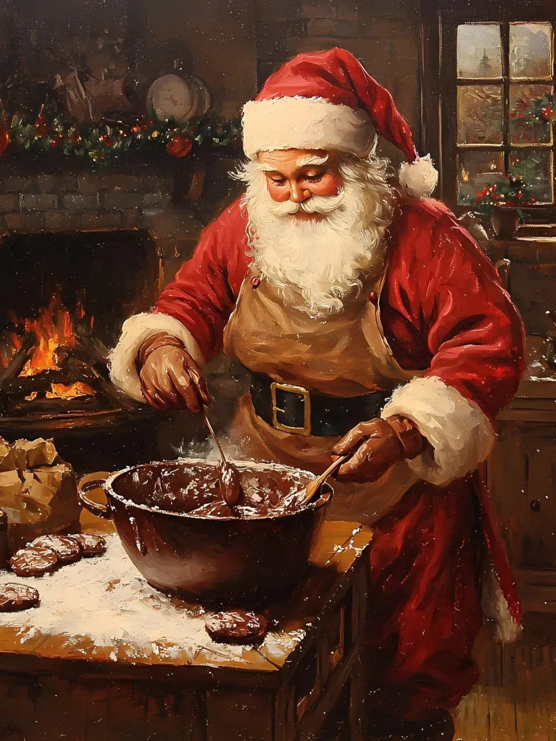 Kerstman die chocoladekoekjes bakt canvas met Baklijst van IamHomeStudio