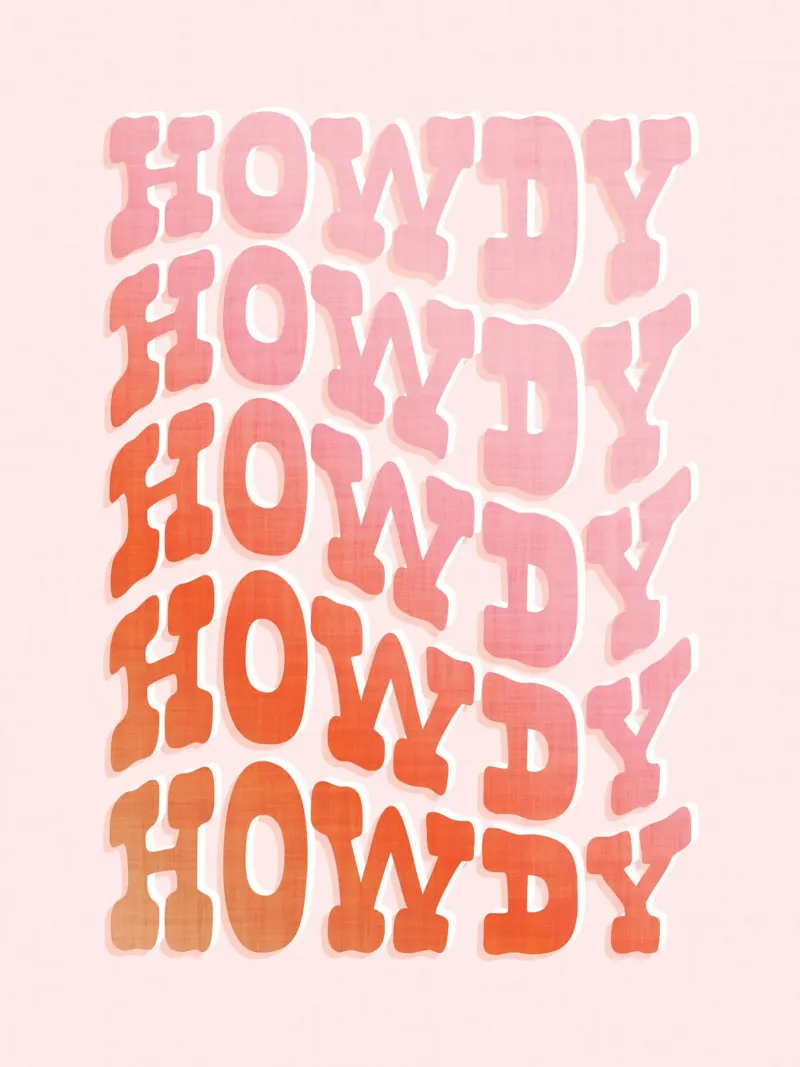 Ripetizione tipografica Wild West Howdy - Rosa pesca pastello poster da Dominique Vari Words