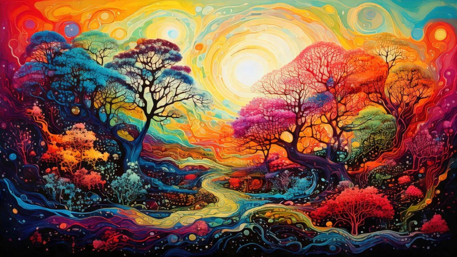 Vibrant Fantasy Landscape Poster von Art Unleashed