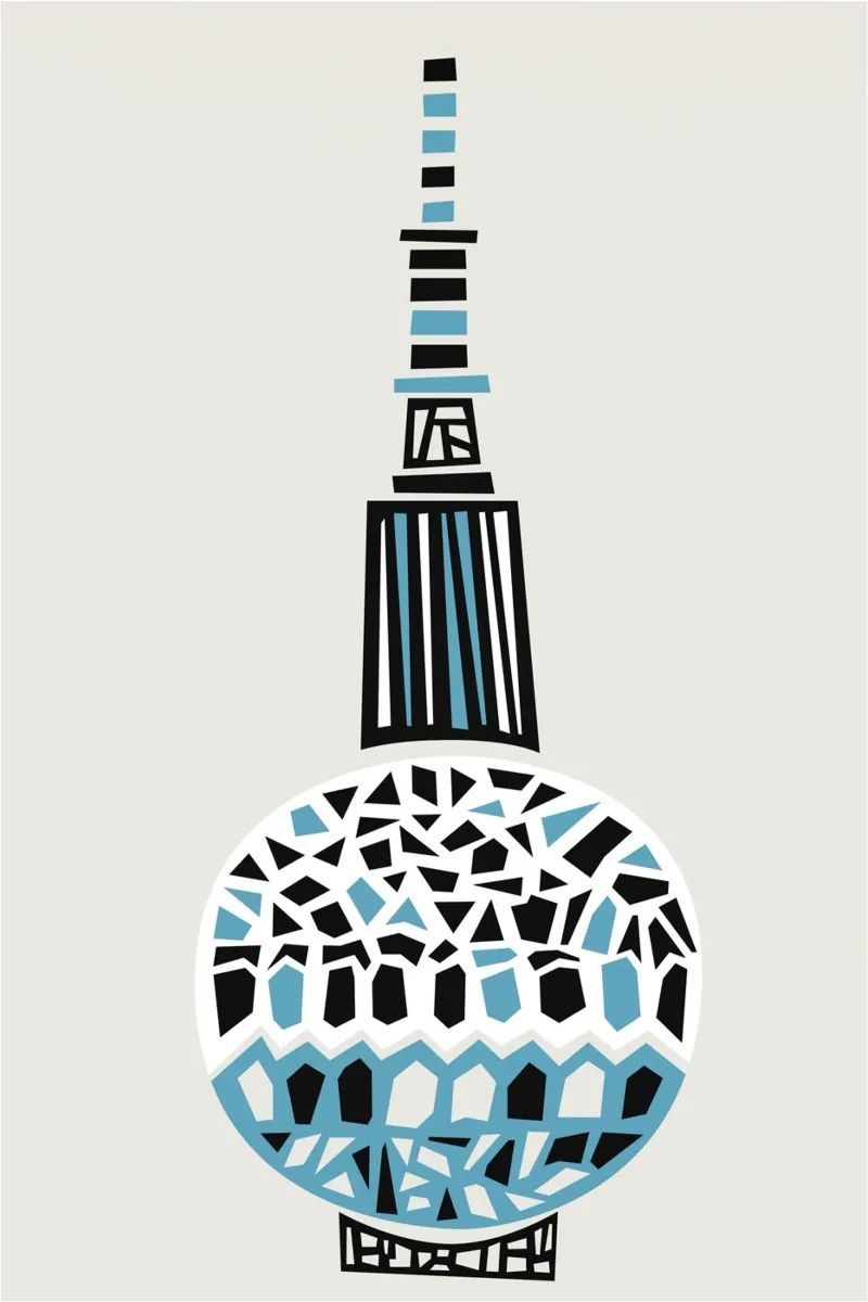 Torre della televisione di Berlino poster con telaio in legno da Fox & Velvet