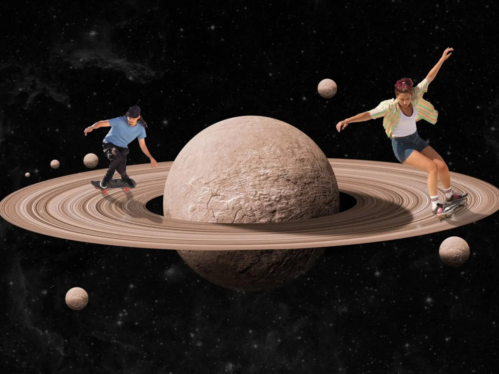 Skating in space canvas by Urban Art Draw