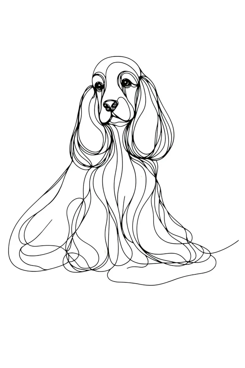 Disegno artistico lineare del cane Cocker Spaniel poster da WijdevenDesign