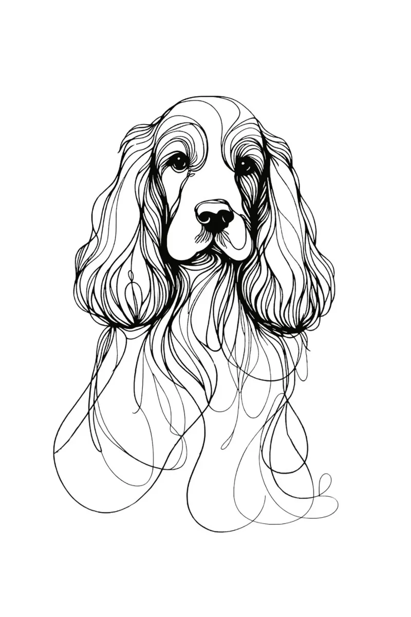Disegno artistico lineare del cane Cocker Spaniel poster da WijdevenDesign