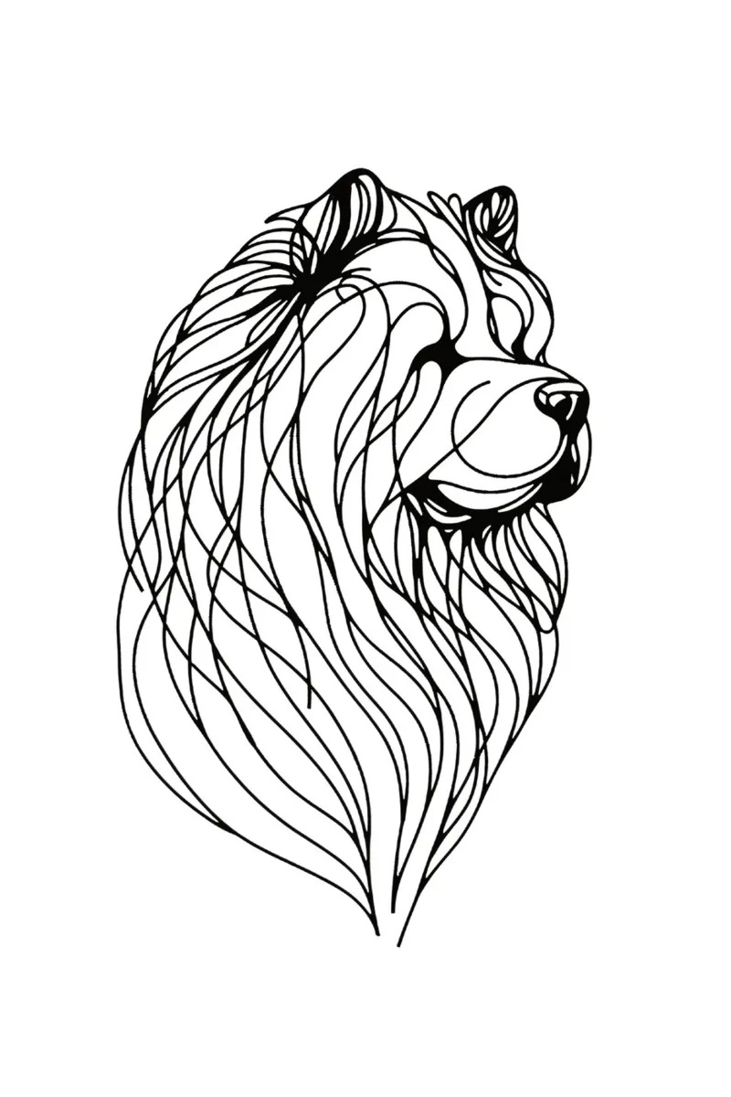 Chien Chow Chow Dessin au trait hahnemühle de WijdevenDesign