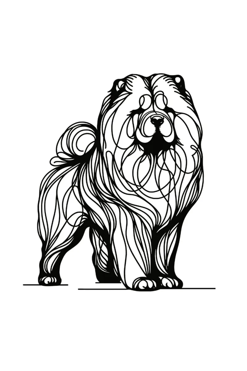 Chien Chow Chow Dessin au trait hahnemühle de WijdevenDesign