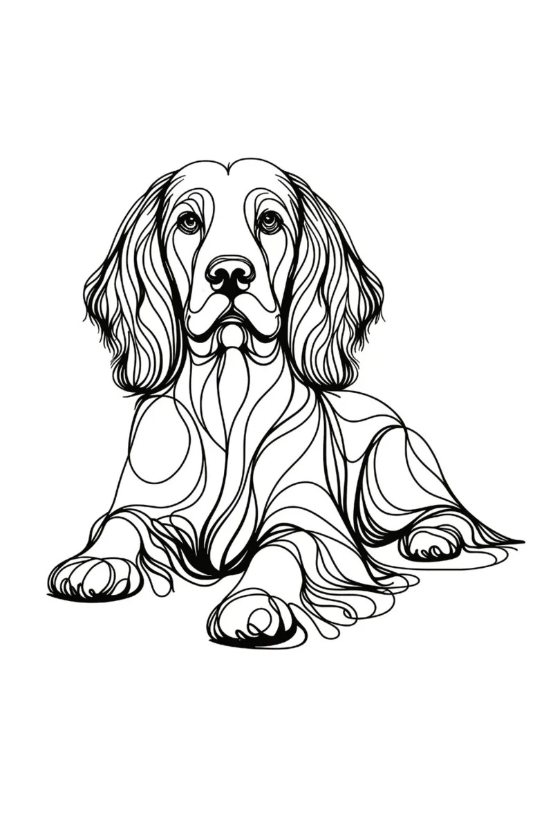 Springer Spaniel Dog Line Art Drawing hahnemühle by WijdevenDesign