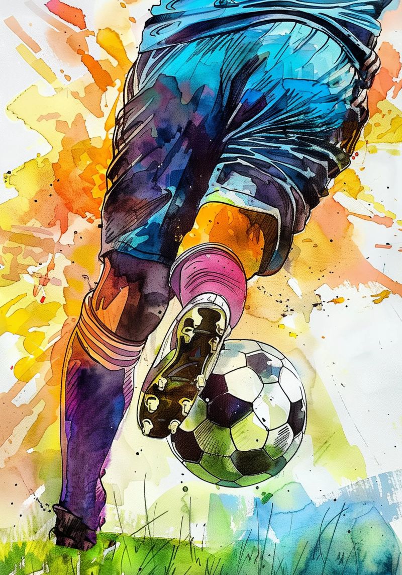 Aquarelle sport joueur de football poster de Justyna Jaszke JBJart