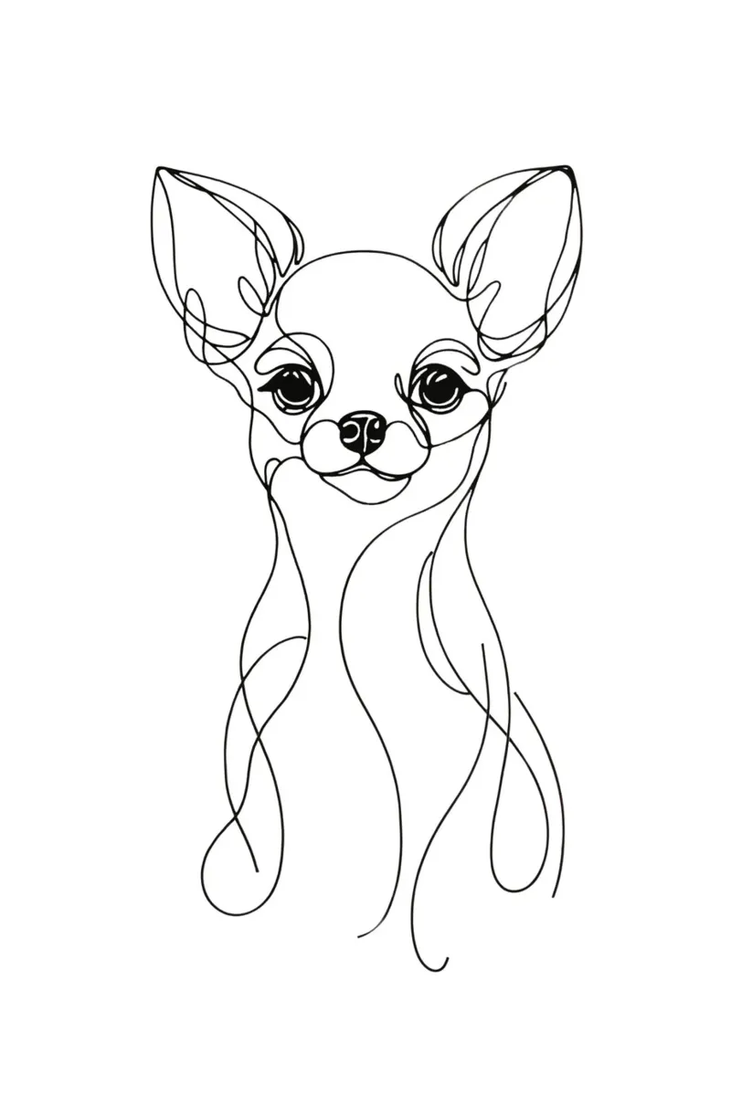 Chihuahua Dog Line Art Drawing canvas by WijdevenDesign