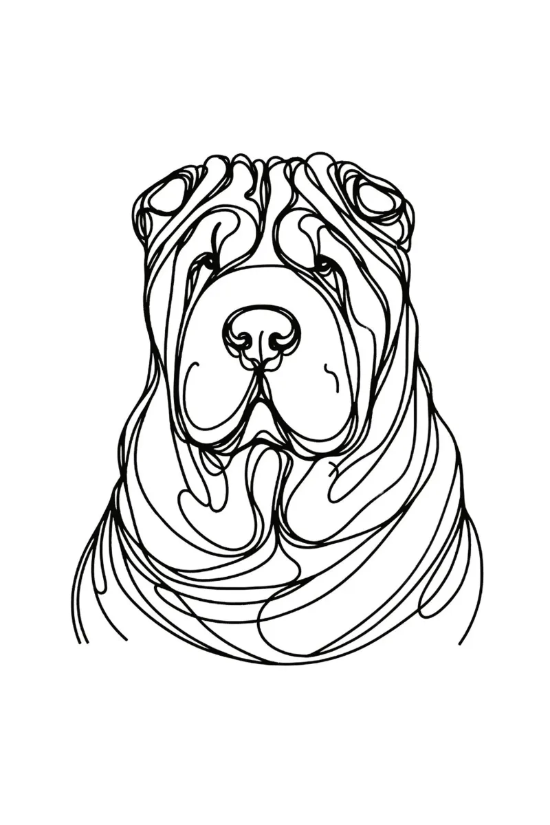 Disegno artistico lineare del cane Shar-Pei cinese tela da WijdevenDesign
