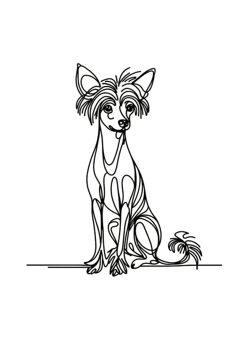 Chinese Crested Dog Line Art Drawing acrylic glass by WijdevenDesign