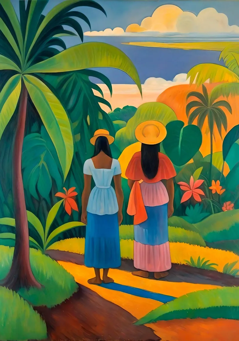 Frauen in typischer Kleidung - Tropical Collection Poster von Conde Arte