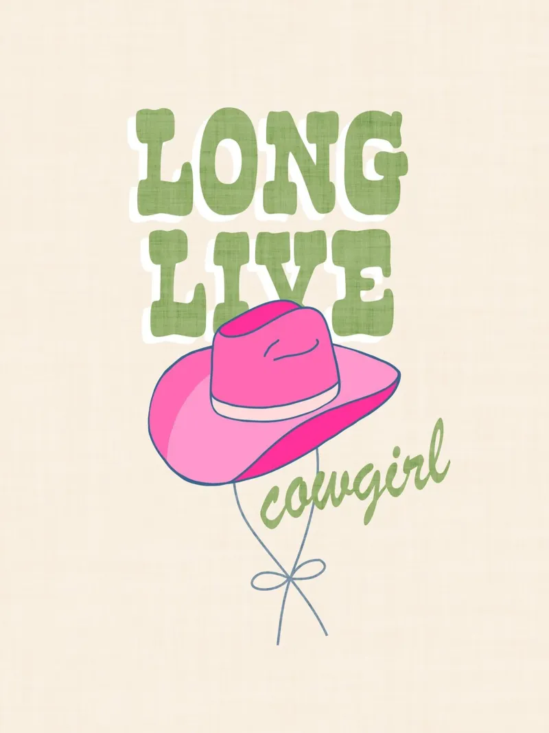 Tipografia "Long Live Cowgirl Vibes" su avorio pastello poster con telaio in alluminio da Dominique Vari Words