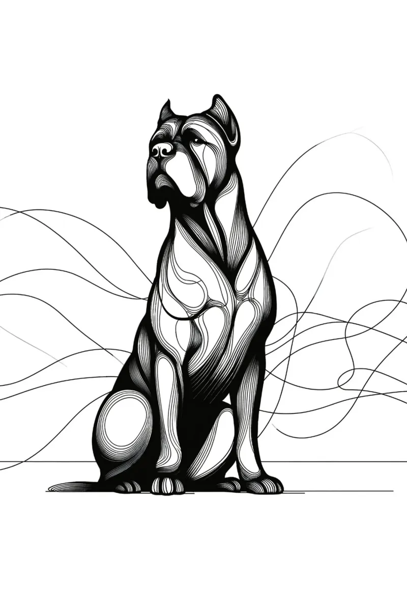 Cane Corso Dog Line Art Drawing poster da WijdevenDesign