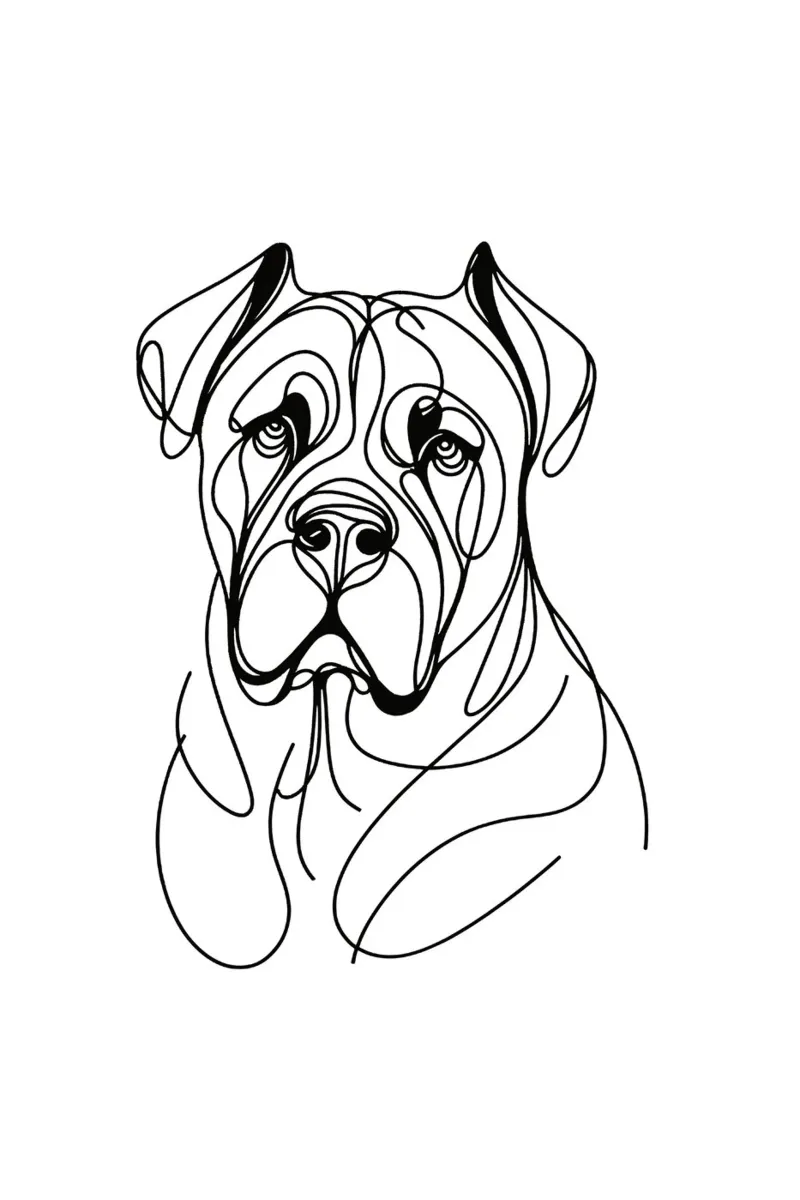 Cane Corso Dog Line Art Drawing pellicola backlit da WijdevenDesign