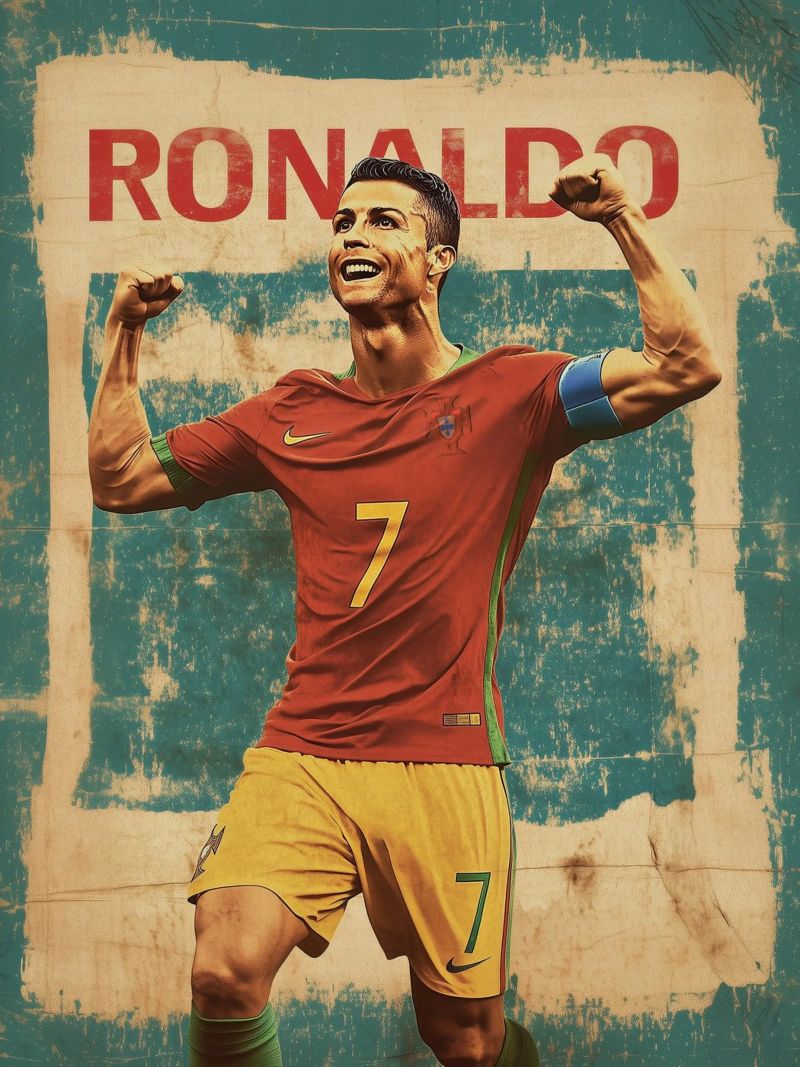 Vintage Christiano Ronaldo kampioen poster van Carinaprint