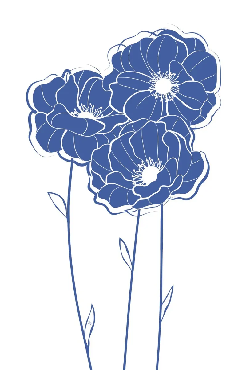 Blauer Mohn Blumen Hahnemühle von Martina