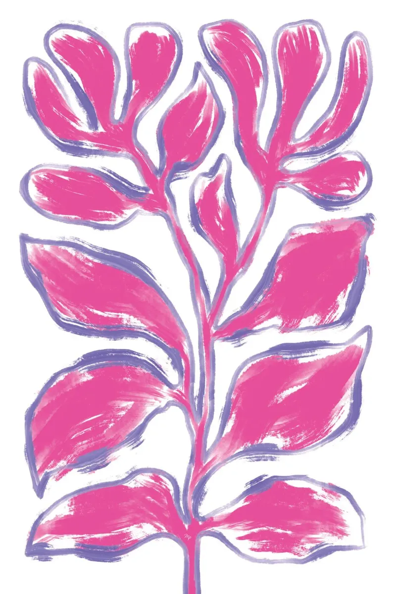 Gran planta abstracta de color rosa metacrilato de Martina