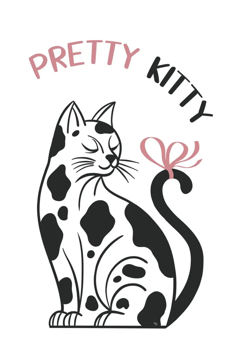 Pretty Kitty Cat poster with wooden frame by Martina