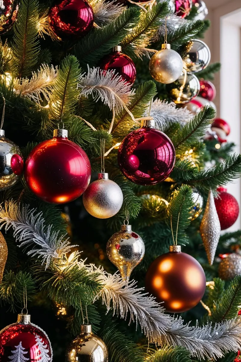 Decorazioni eleganti per l'albero di Natale in rosso, oro e seta. carta hahnemühle da AlbertKlee