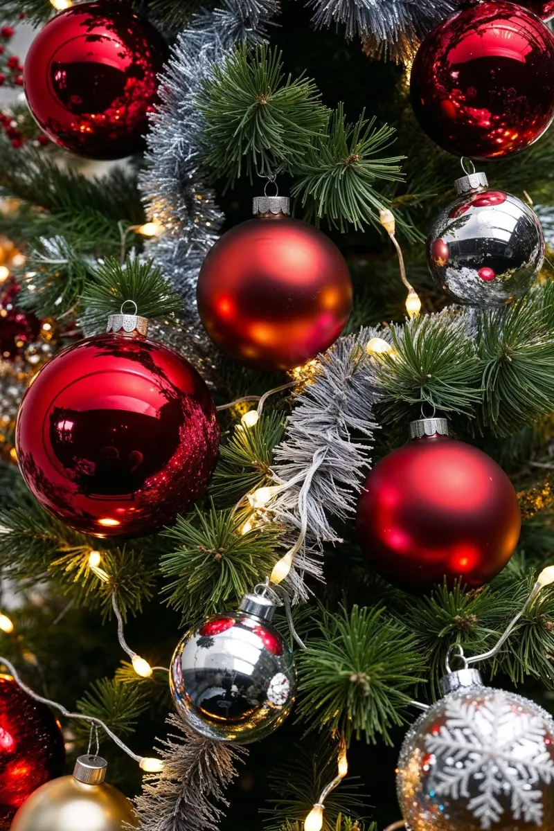 Eleganti decorazioni per l'albero di Natale in rosso, oro e argento carta hahnemühle da AlbertKlee