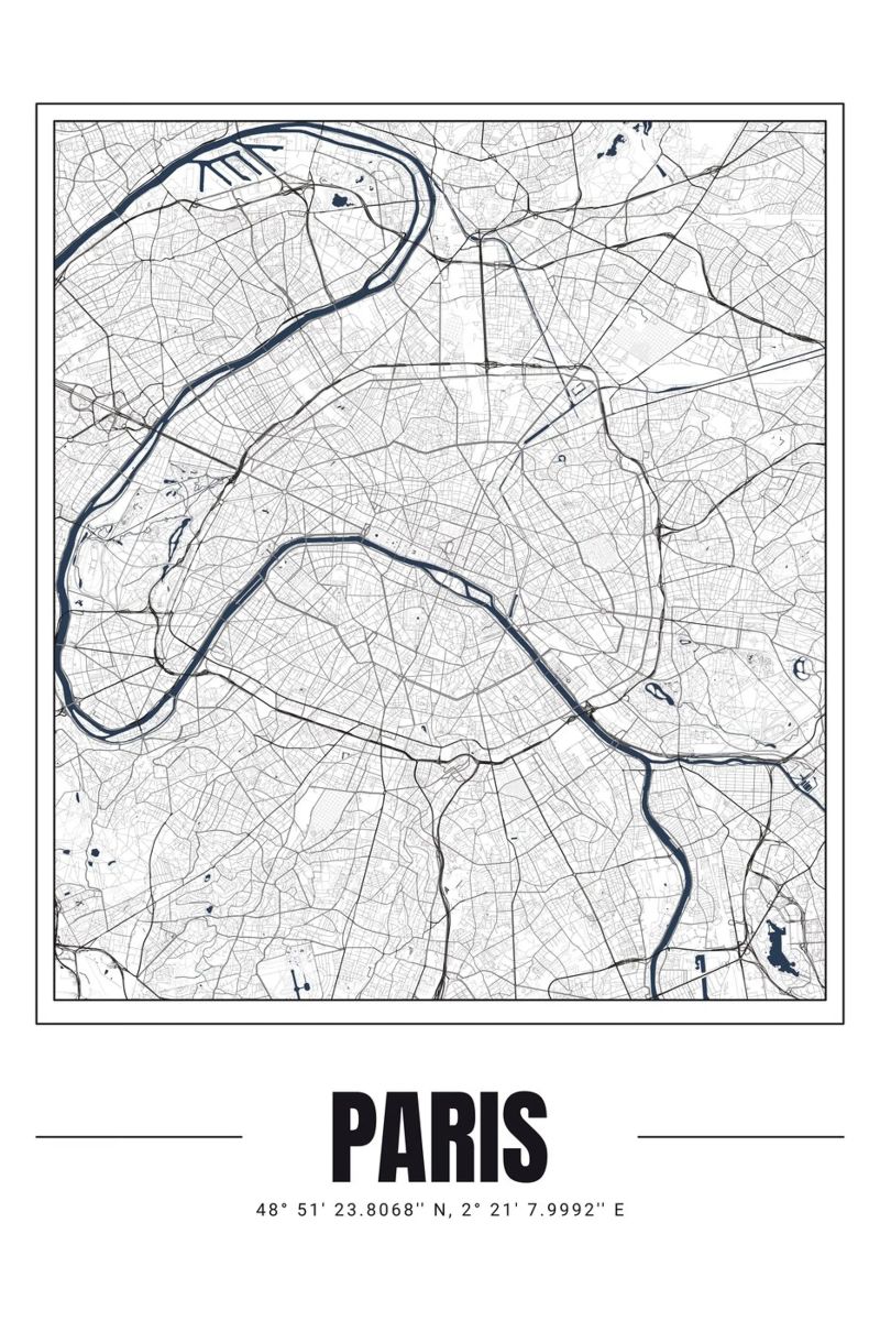 Minimalist Paris Map – Modern Decorative Poster Art poster by Ben & Clo creations