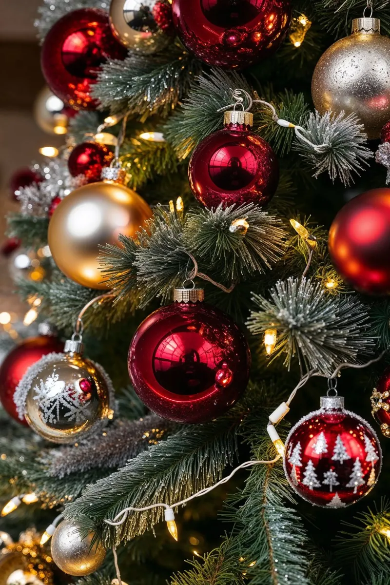 Decorazioni eleganti per l'albero di Natale in rosso, argento e oro carta hahnemühle da AlbertKlee