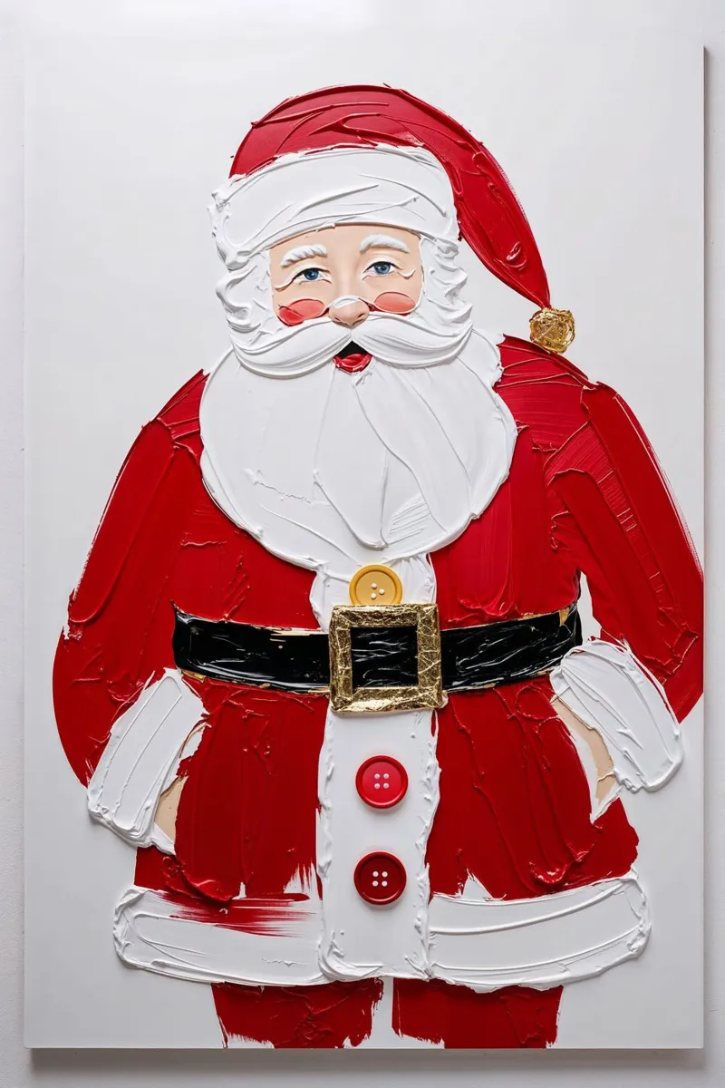 Santa Claus Painting with Textured Acrylic Art, Christmas poster with aluminum frame by AlbertKlee