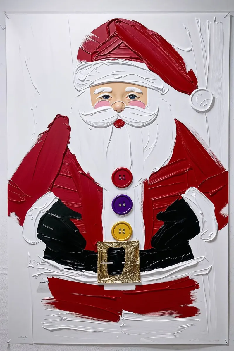 Kerstman Kinderen Schilderen met Structuur Acryl, Kerstmis canvas met Baklijst van AlbertKlee