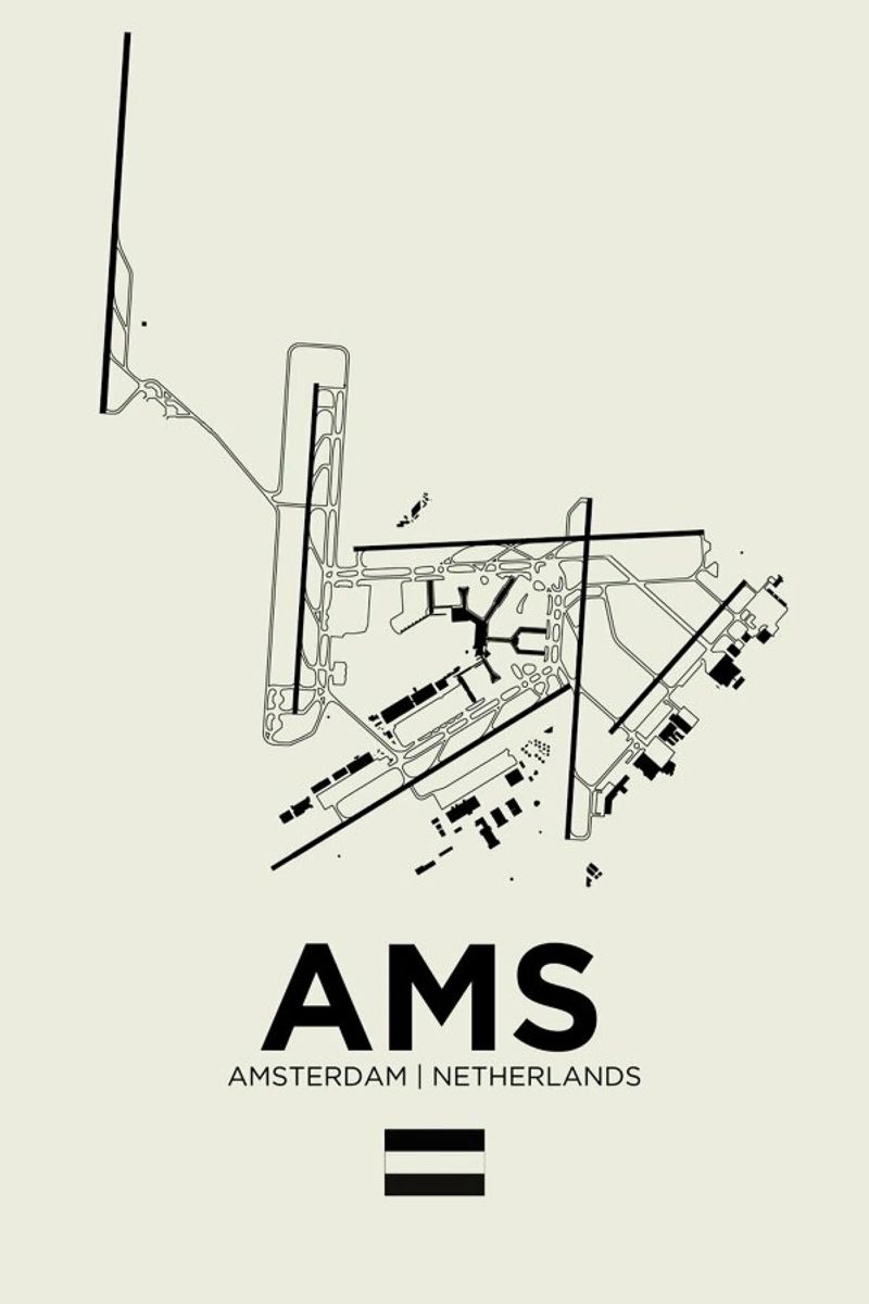 AMS Airport Amsterdam Poster von 08left