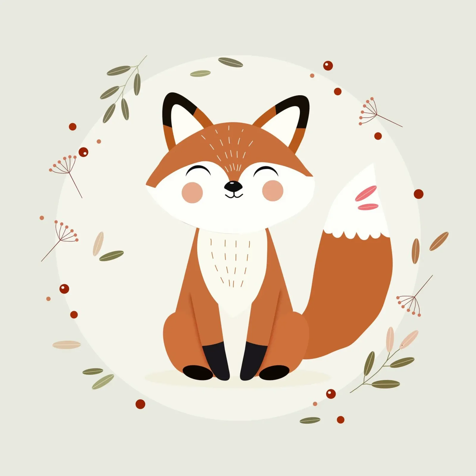 Volpe sorridente - Illustrazione naturalistica giocosa poster con telaio in alluminio da namosh