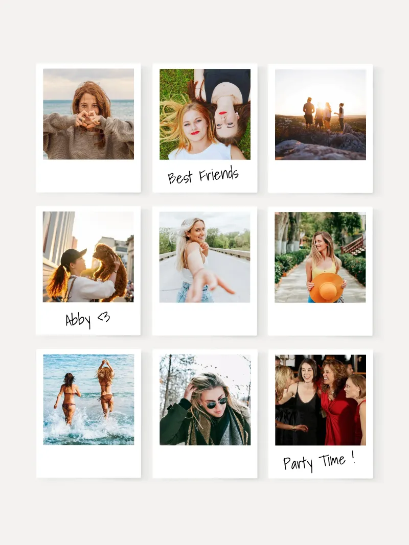 Our Moments • Instant Photos poster with aluminum frame by Bildschön | Fotocollagen