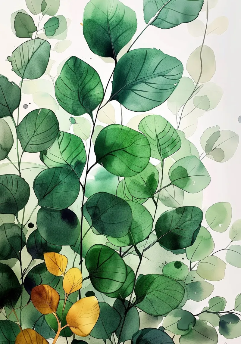 Natura fiori e foglie ad acquerello pellicola backlit da Justyna Jaszke JBJart