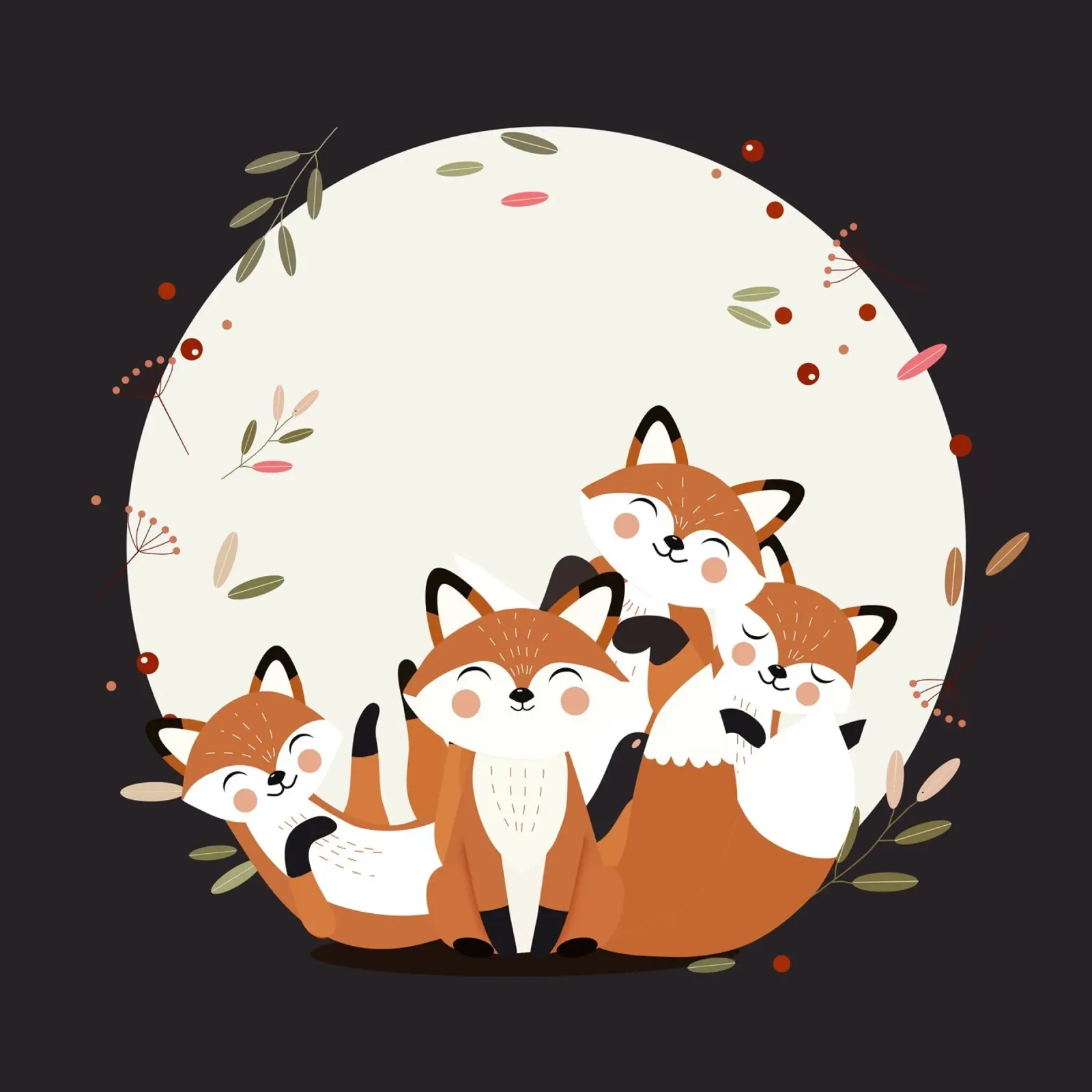 Fröhliche Fuchsfamilie – Harmonisches Waldtierdesign Hahnemühle von namosh
