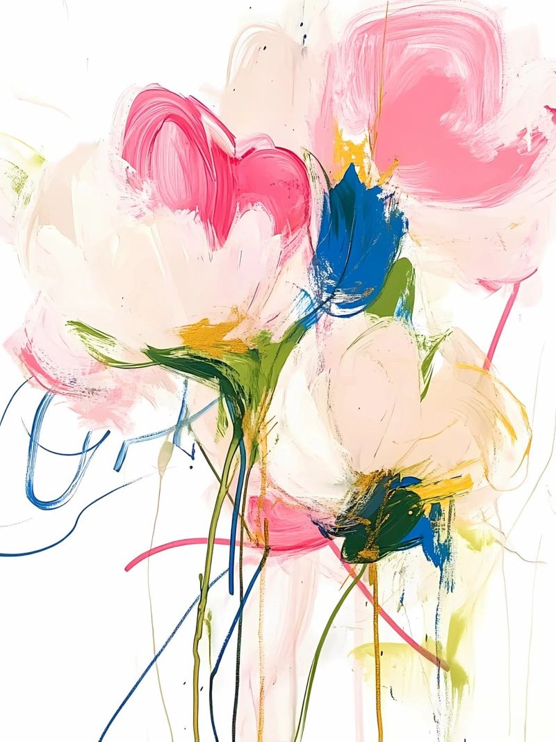 Abstrakte rosa Blumen Poster von Olga Wildrose