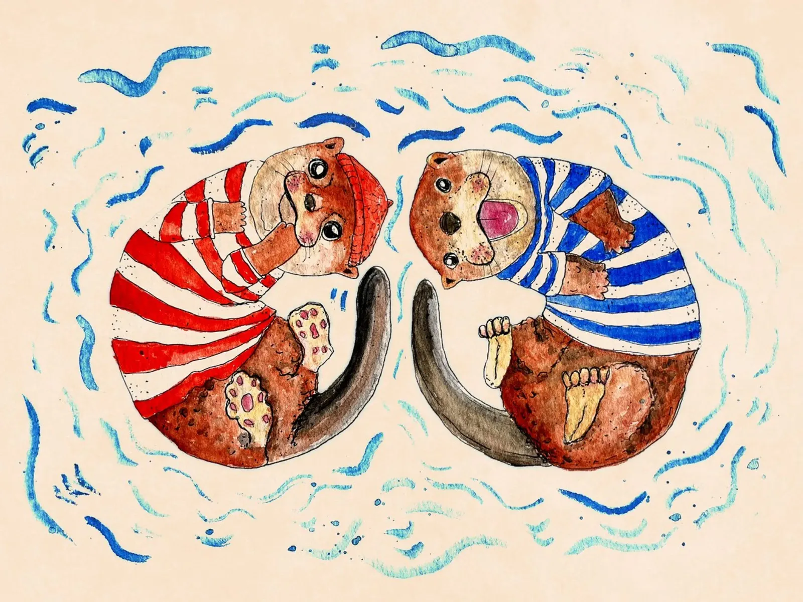 Amore per la lontra carta hahnemühle da Illustration Raissa Oltmanns