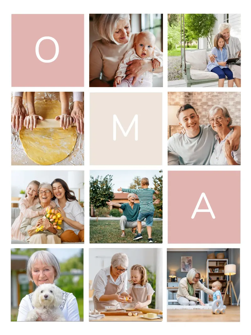 Fotocollage für Oma poster with aluminum frame by WORTSPIEL