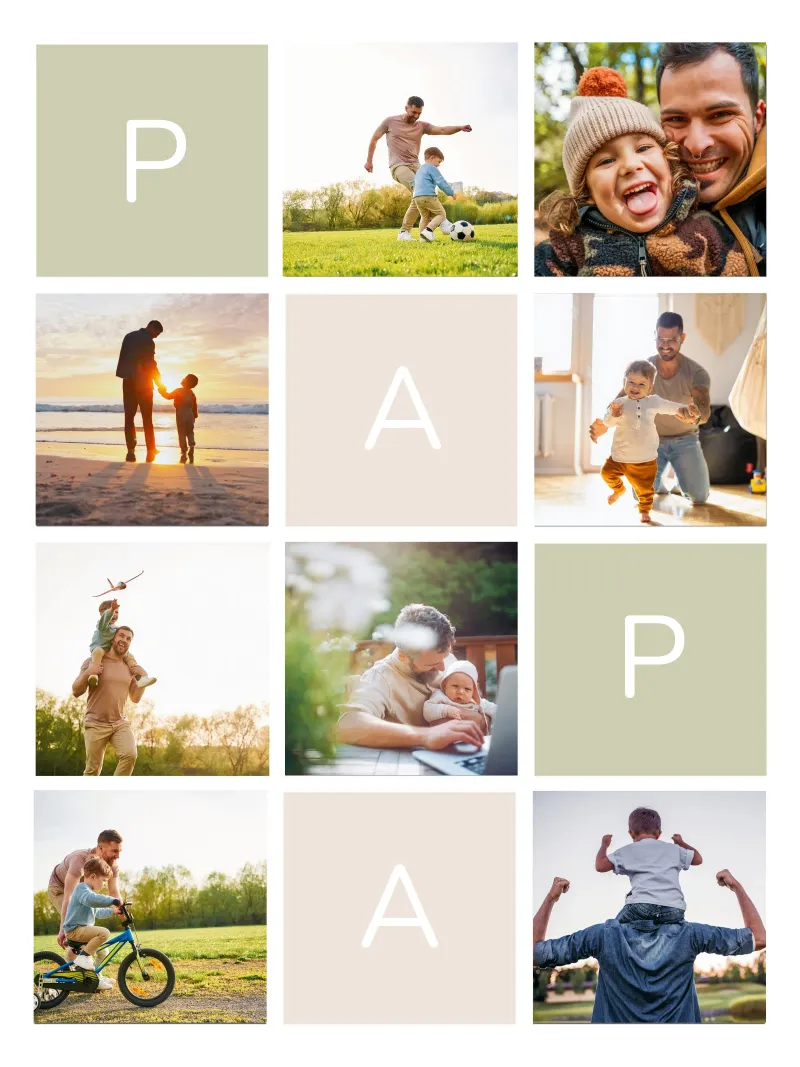 Fotocollage für Papa poster with plastic frame by WORTSPIEL