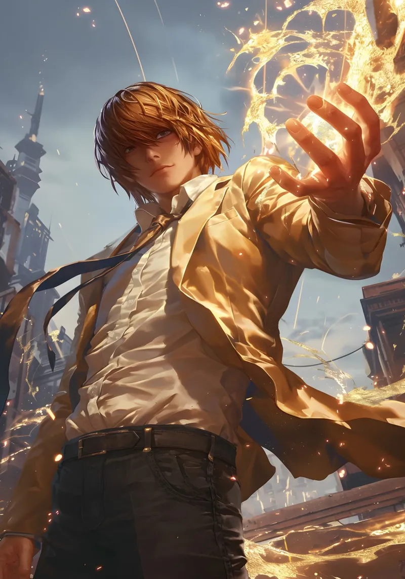 Light Yagami death note poster con telaio in alluminio da CreativeStudio