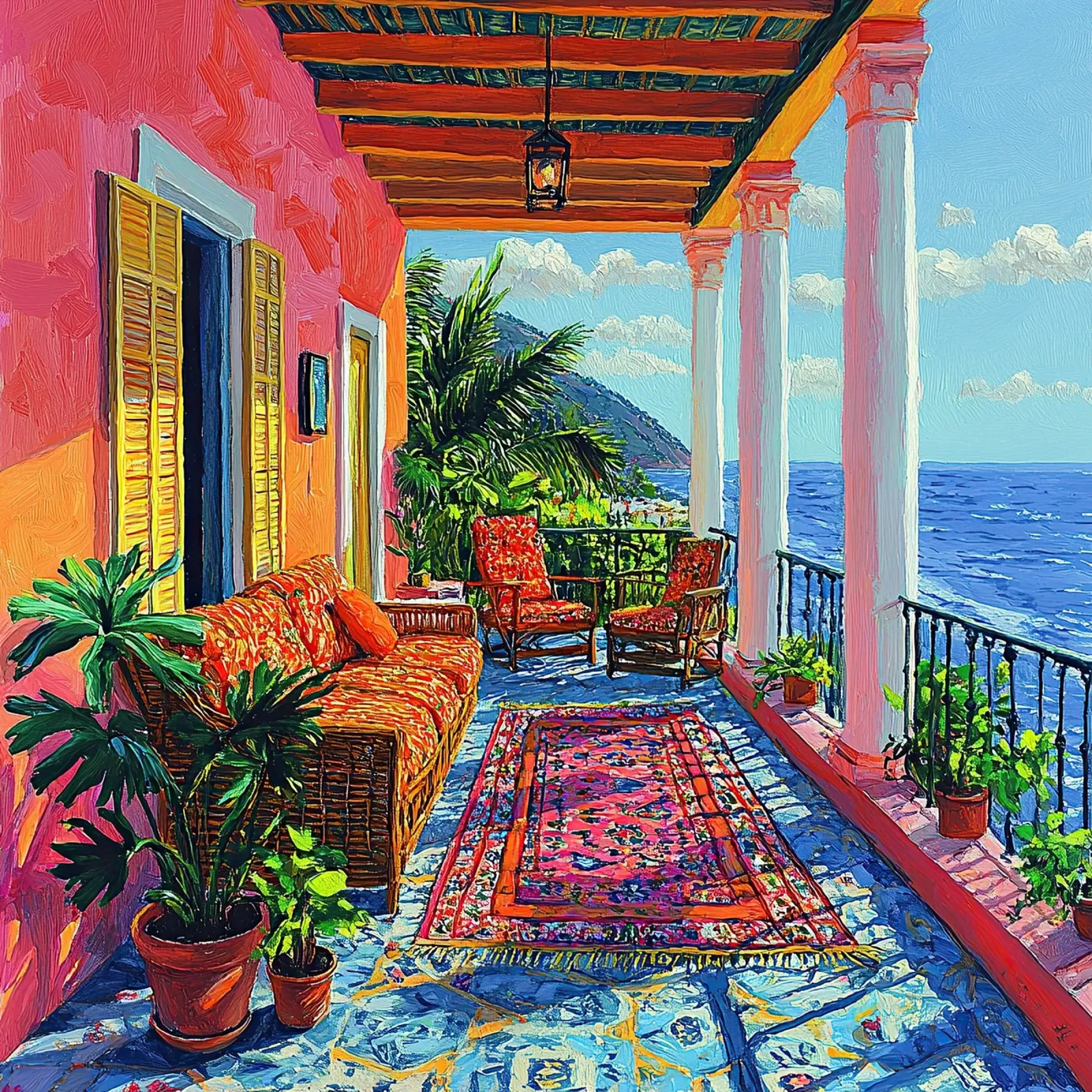 Henri Matisse inspiriert Meer Fauvismus Mediterran Poster mit Holzrahmen von Nikis Art Studio