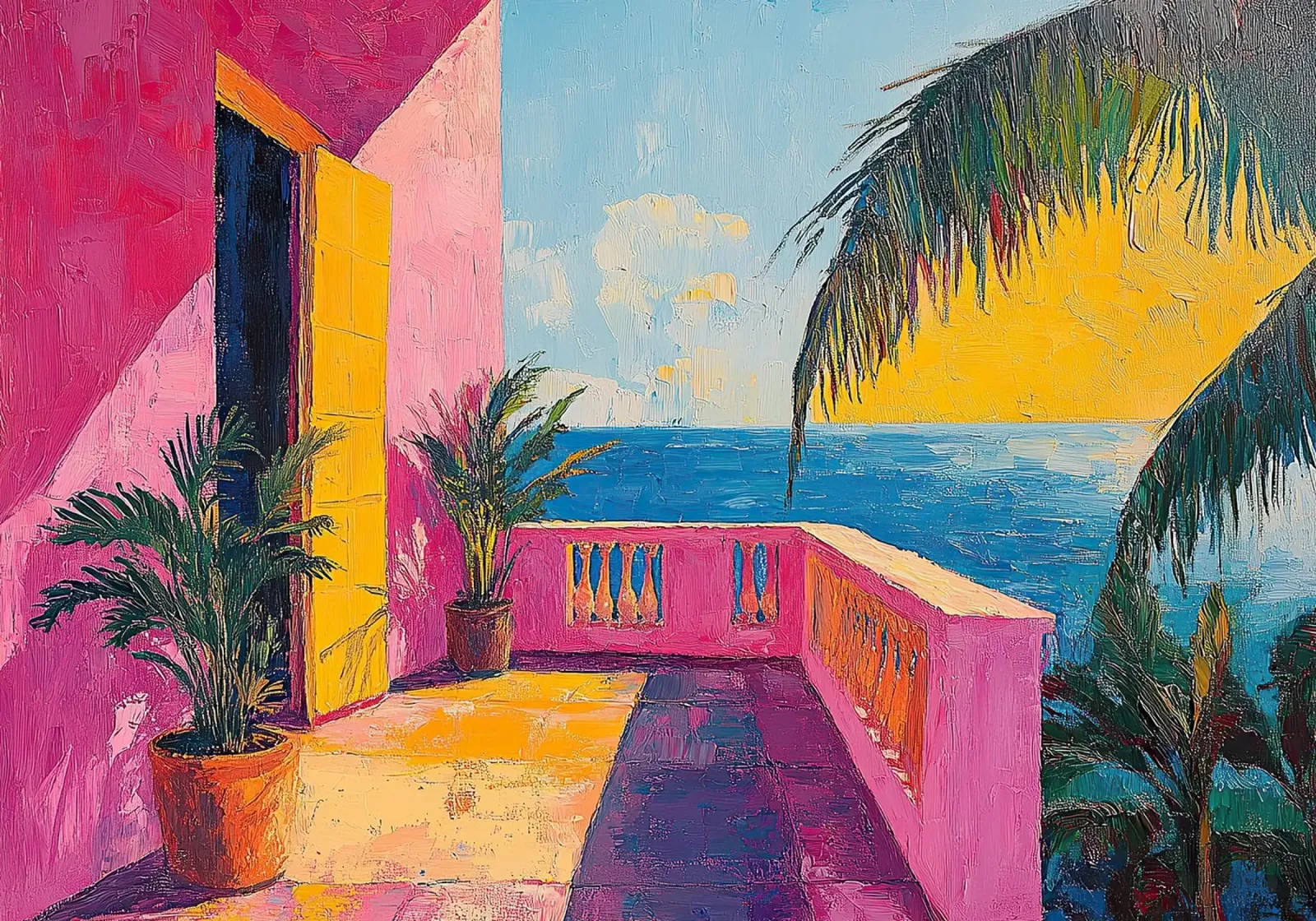 Henri Matisse geïnspireerd Zee Fauvisme Middellandse Zee acryl van Nikis Art Studio