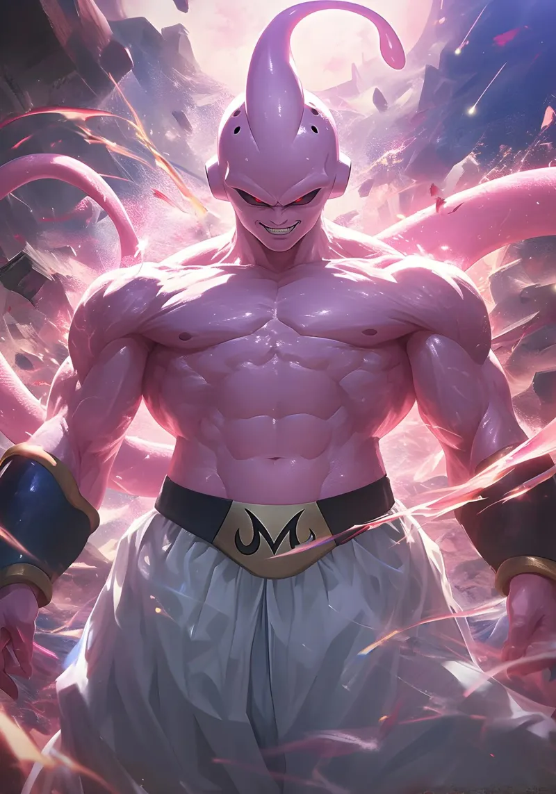 Majin Buu Dragon Ball Z poster con telaio in alluminio da CreativeStudio