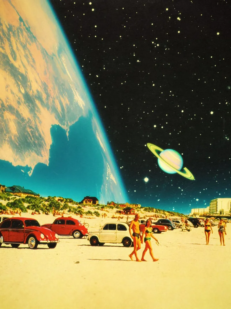 Spiaggia della Galassia poster con telaio in alluminio da Taudalpoi
