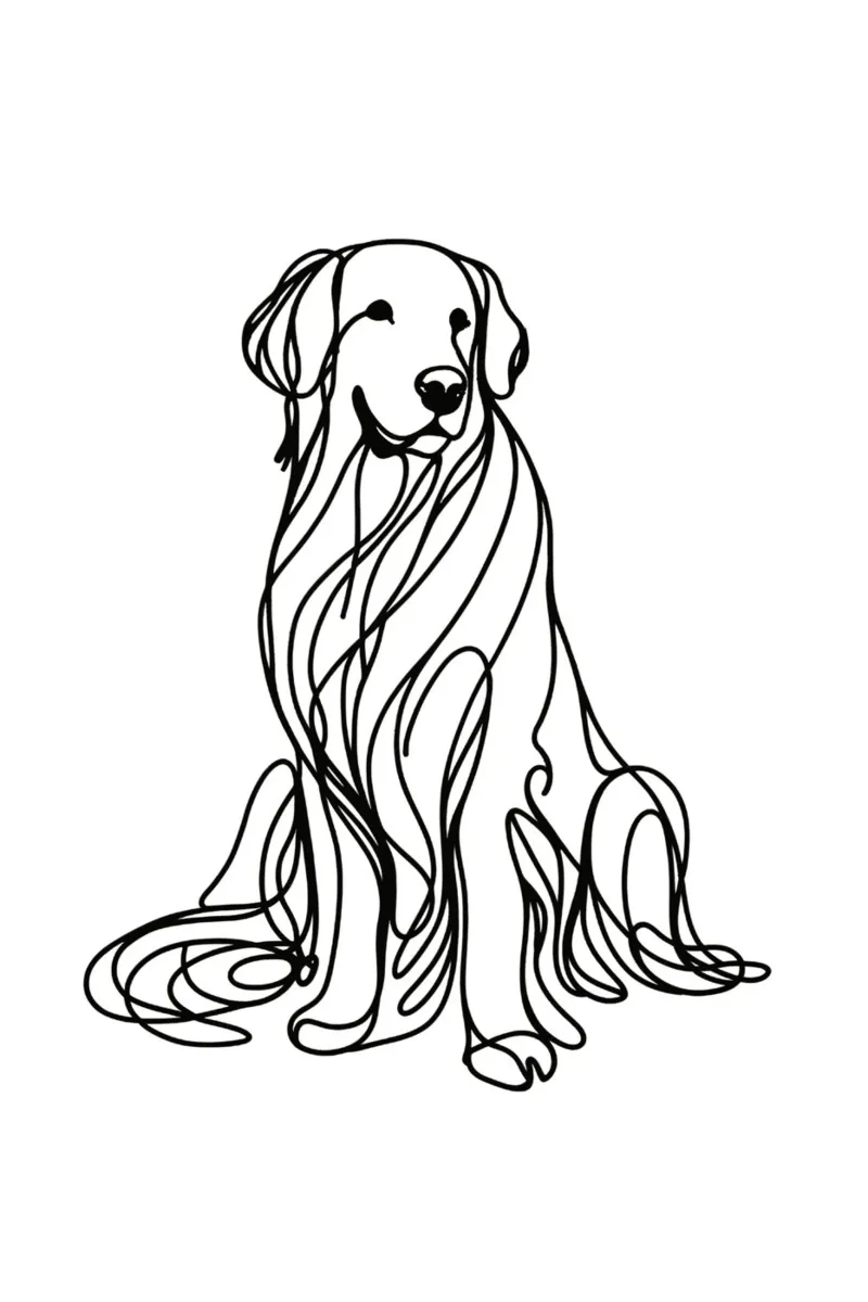 Disegno artistico lineare del cane Golden Retriever pellicola backlit da WijdevenDesign