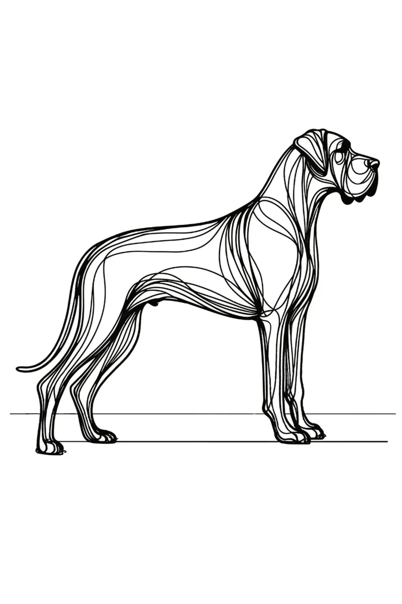 Chien dogue de Bordeaux Dessin au trait toile avec Caisse américaine de WijdevenDesign