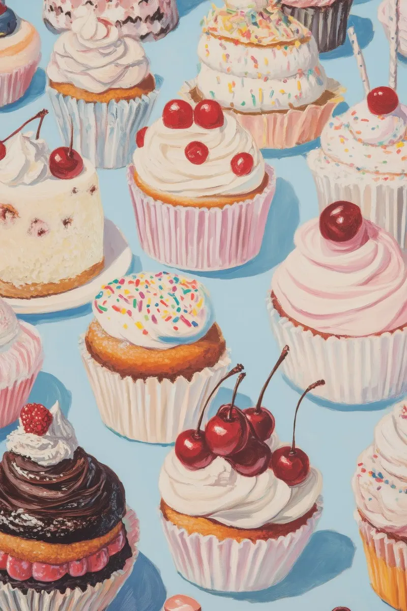 Opere d'arte di cupcake colorati alluminio dibond da Melloi Art Print