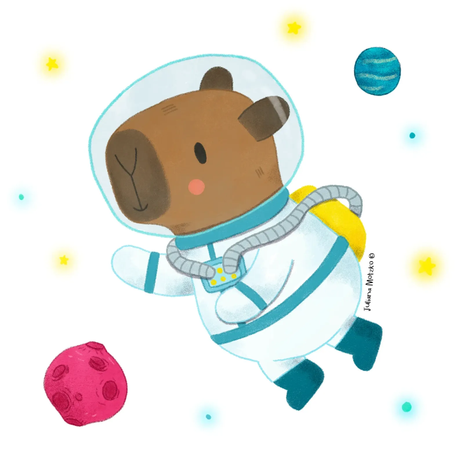 Astronauta capibara pellicola backlit da julianamotzko