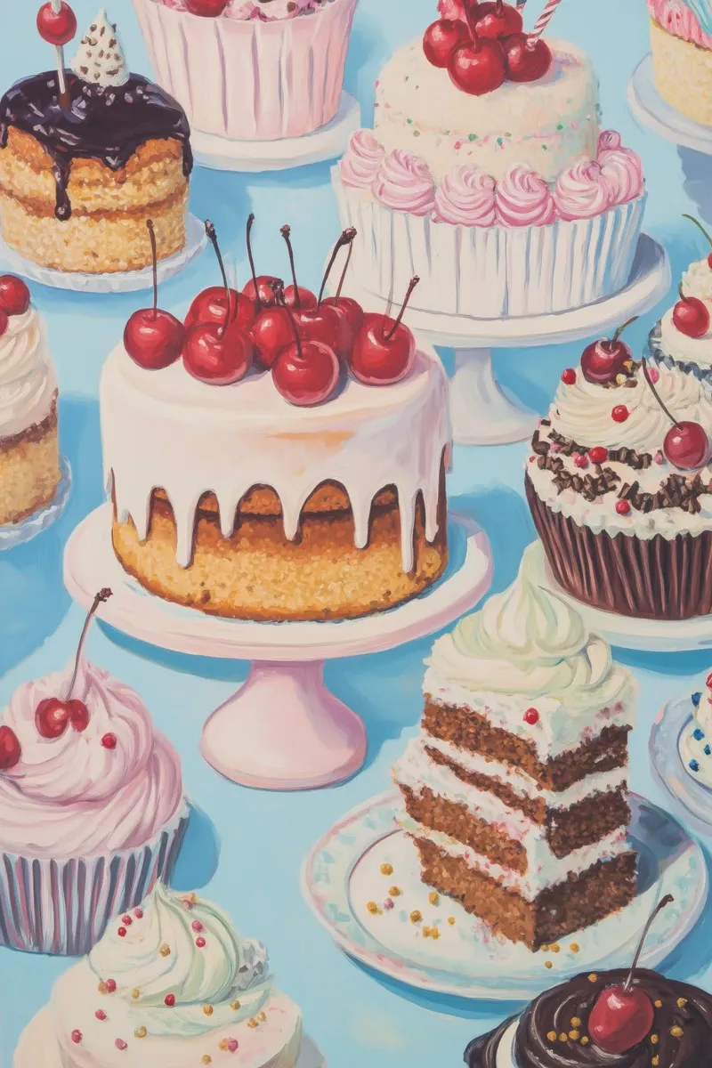 Assortimento di torte e cupcake poster da Melloi Art Print