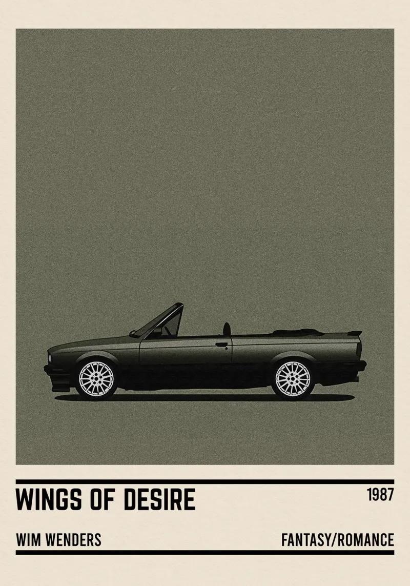 Wings of Desire car movie poster con telaio in plastica da TheArtstudio